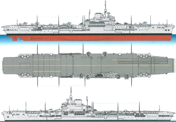 Корабль HMS Illustrious R87 [Aircraft Carrier] (1940) - чертежи, габариты, рисунки
